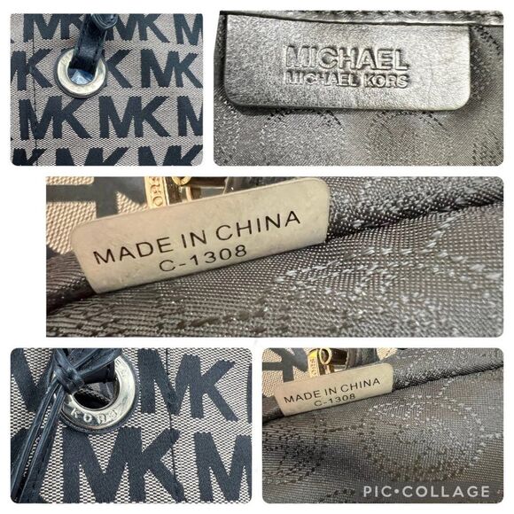 Michael Kors Jet Set Black & Tan Monogram Signature MK Tote Bag - Picture 14 of 16